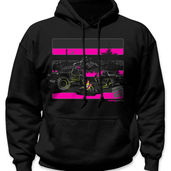 Basecamp Hi-Vis Safety Stripe Hoodie - Neon Pink/Reflective/Black