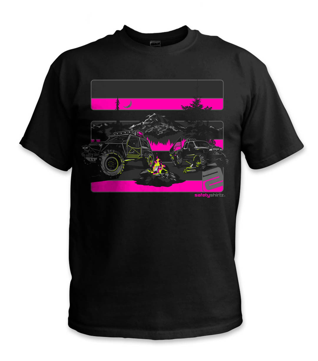 Basecamp Hi-Vis Safety Stripe Shirt - Neon Pink/Reflective/Black