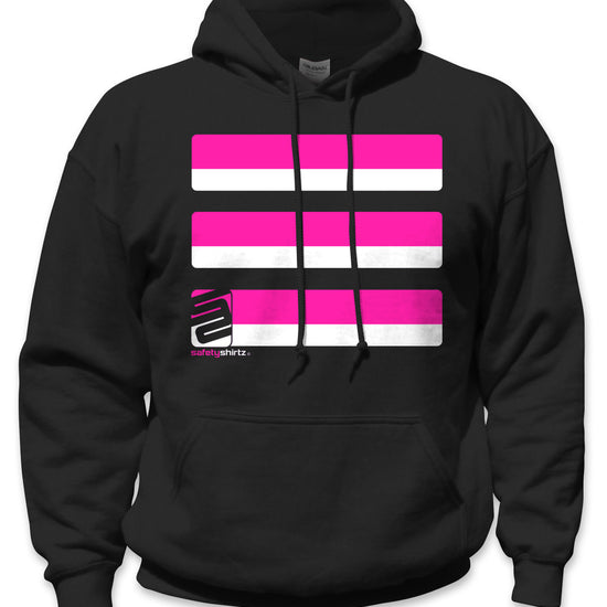 Basic Hi-Vis Safety Stripe Hoodie - Neon Pink/Black