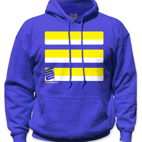 Basic Hi-Vis Safety Stripe Hoodie - Neon Yellow/Royal Blue