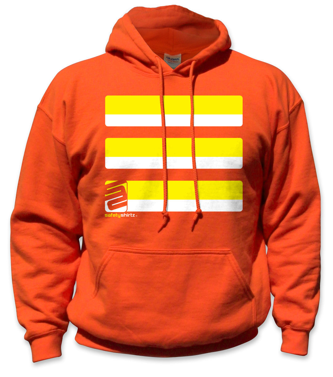 Basic Hi-Vis Safety Stripe Hoodie - Neon Yellow/Orange