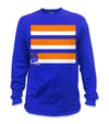 Basic Long Sleeve Hi-Vis Safety Stripe Tee - Neon Orange/Royal Blue