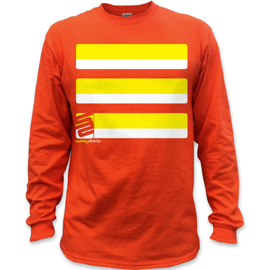 Basic Long Sleeve Hi-Vis Safety Stripe Shirt - Neon Yellow/Orange