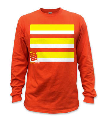 Basic Long Sleeve Hi-Vis Safety Stripe Shirt - Neon Yellow/Orange