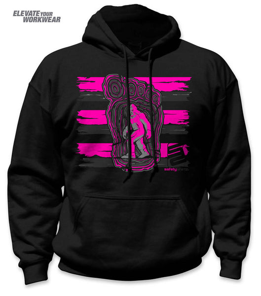 Bigfoot Hi-Vis Safety Stripe Hoodie - Neon Pink/Reflective/Black