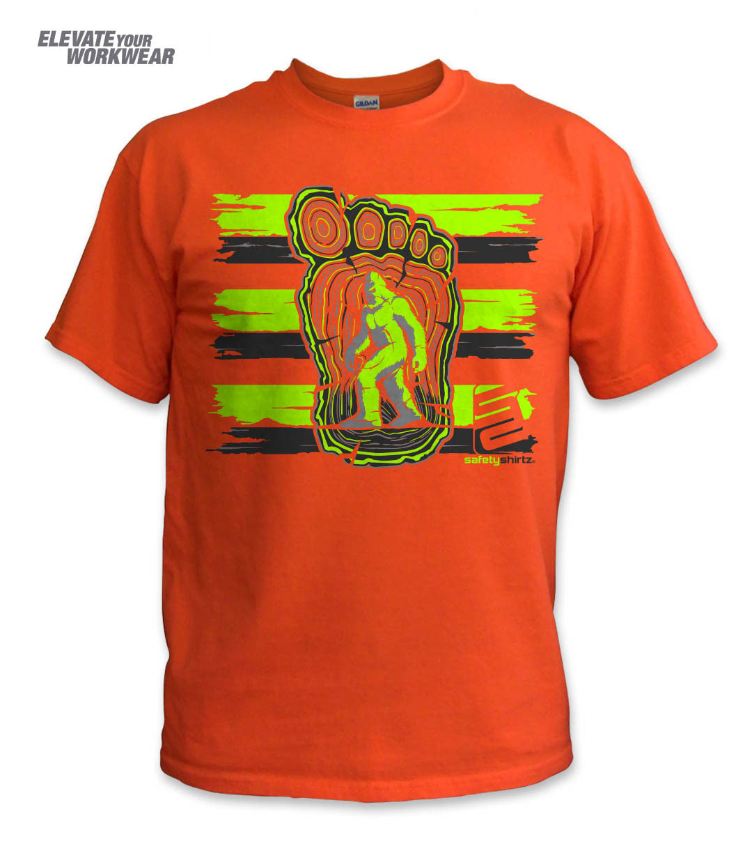 Bigfoot Hi-Vis Safety Stripe Tee - Neon Yellow/Reflective/Orange