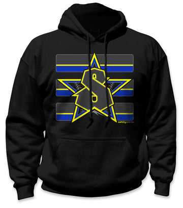 Classic Stealth Hi-Vis Safety Stripe Hoodie - Blue/Neon Yellow/Reflective/Gray/Black