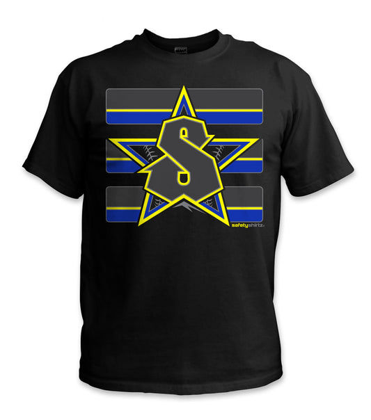 Classic Stealth Hi-Vis Safety Stripe Shirt - Blue/Neon Yellow/Reflective/Gray/Black