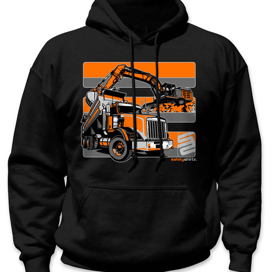Dirtworks Hi-Vis Safety Stripe Hoodie - Neon Orange/Gray/Black