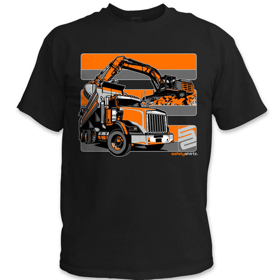 Dirtworks Hi-Vis Safety Stripe Tee - Neon Orange/Gray/Black