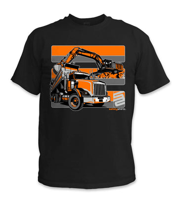 Dirtworks Hi-Vis Safety Stripe Tee - Neon Orange/Gray/Black