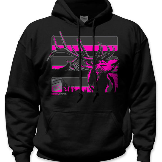 Elk Hi-Vis Safety Stripe  Hoodie - Neon Pink/Gray/Reflective/Black