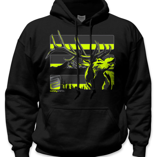 Elk Hi-Vis Safety Stripe Hoodie - Neon Yellow/Gray/Reflective/Black