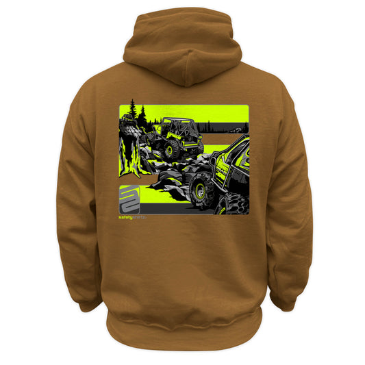 Hillclimb Hi-Vis Safety Stripe Hoodie - Yellow/Black Reflective/Duck Brown