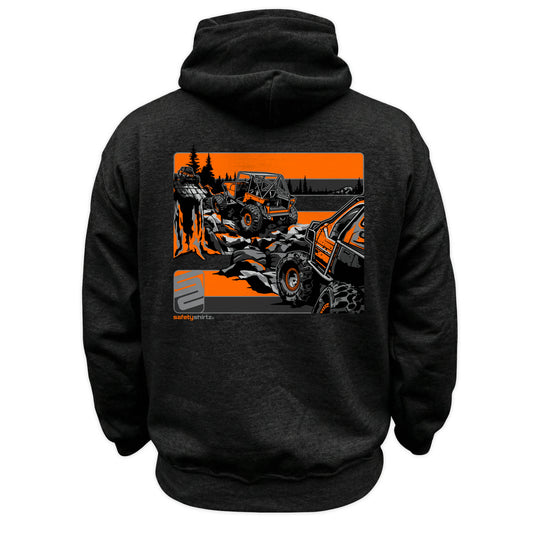 Hillclimb Hi-Vis Safety Stripe Hoodie - Orange/Black Reflective/Black Heather