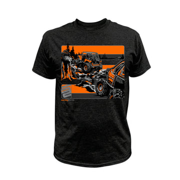 Hillclimb Hi-Vis Safety Stripe Tee - Orange/Black Reflective/Black Heather