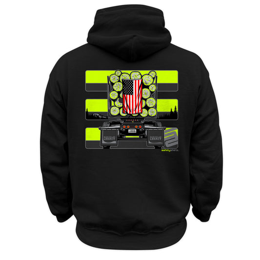 Log Truck Hi-Vis Safety Stripe Hoodie - Yellow/Reflective/Black