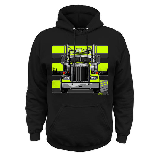 Log Truck Hi-Vis Safety Stripe Hoodie - Yellow/Reflective/Black