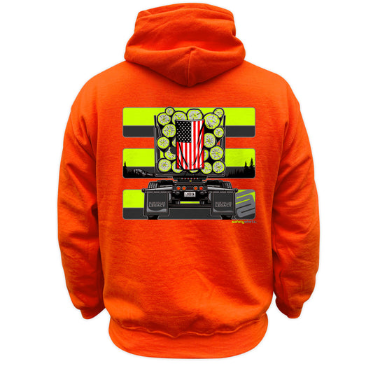 Log Truck Hi-Vis Safety Stripe Hoodie - Yellow/Reflective/Orange