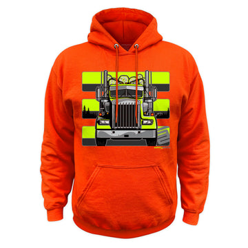 Log Truck Hi-Vis Safety Stripe Hoodie - Yellow/Reflective/Orange