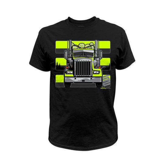 Log Truck Hi-Vis Safety Stripe Tee - Yellow/Reflective/Black