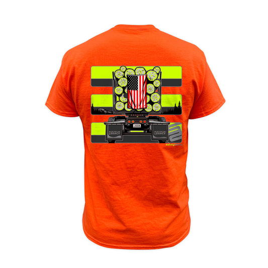Log Truck Hi-Vis Safety Stripe Tee - Yellow/Reflective/Orange