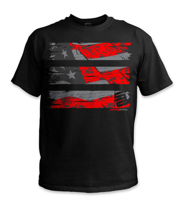 Old Glory Stealth Hi-Vis Safety Stripe Shirt - Neon Red/Reflective/Gray/Black