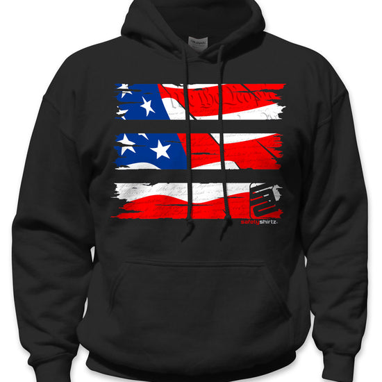 Old Glory Hi-Vis Safety Stripe Hoodie - Neon Red/White/Blue/Black