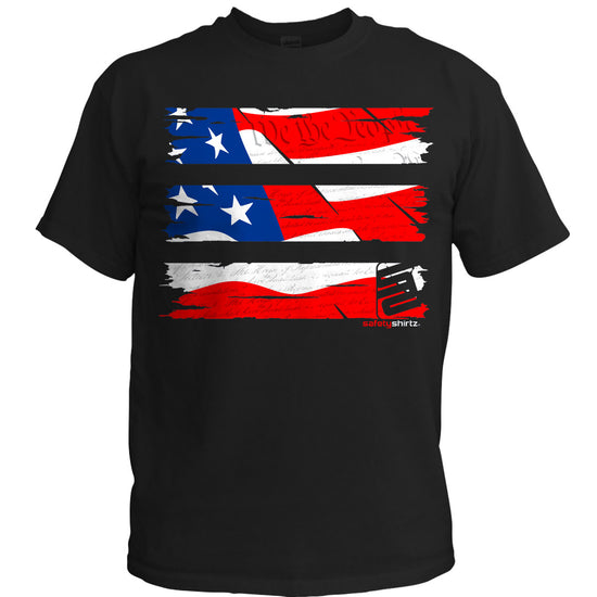 Old Glory Hi-Vis Safety Stripe Tee - Neon Red/White/Blue/Black