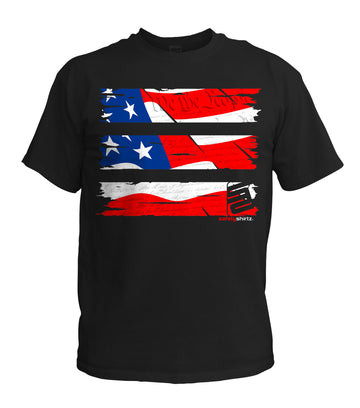 Old Glory Hi-Vis Safety Stripe Tee - Neon Red/White/Blue/Black