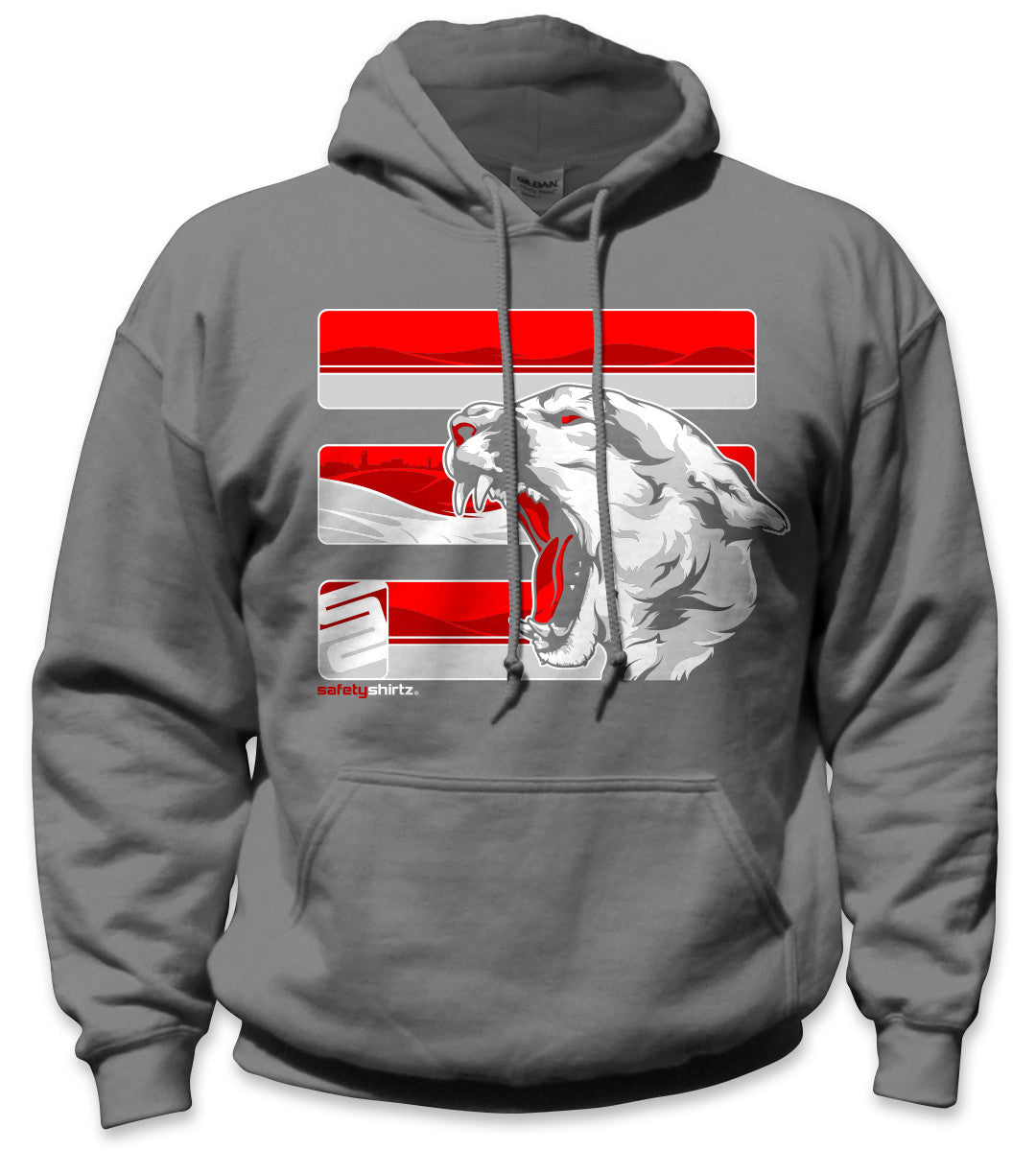 The Palouse Hi-Vis Safety Stripe Hoodie - Neon Red/Crimson/Gray/Charcoal