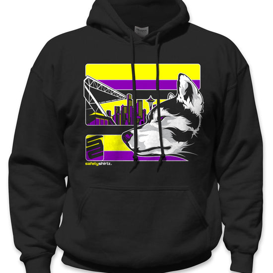 Purple Reign Hi-Vis Safety Stripe Hoodie - Neon Yellow/Purple/Black