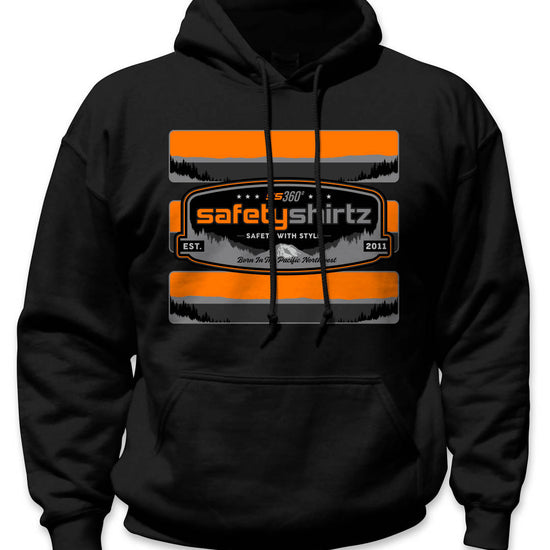 SS Badge Hi-Vis Safety Stripe Hoodie - Neon Orange/Black Reflective/Black