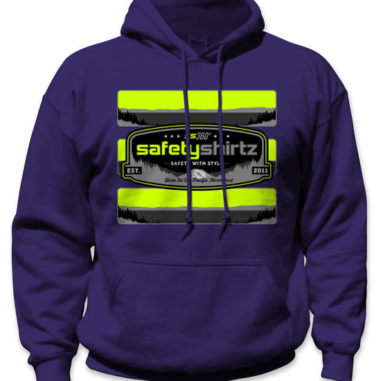 SS Badge Hi-Vis Safety Stripe Hoodie - Neon Yellow/Black Reflective/Purple