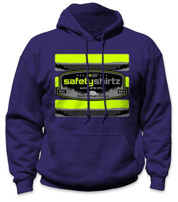 SS Badge Hi-Vis Safety Stripe Hoodie - Neon Yellow/Black Reflective/Purple