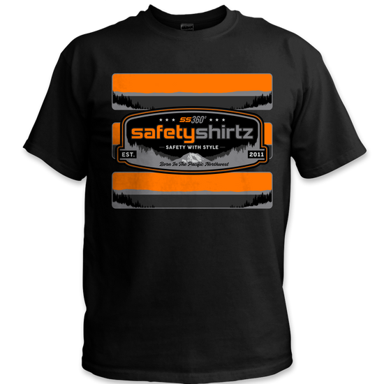 SS Badge Hi-Vis Safety Stripe Tee - Neon Orange/Black Reflective/Black