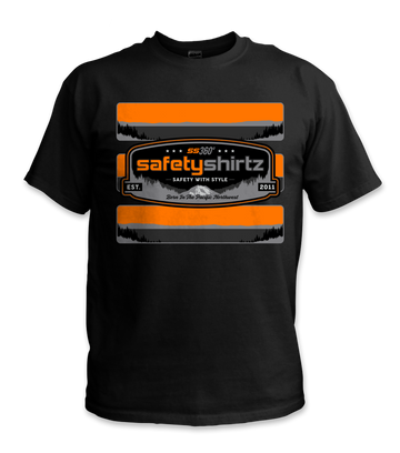 SS Badge Hi-Vis Safety Stripe Tee - Neon Orange/Black Reflective/Black