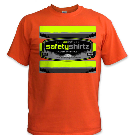 SS Badge Hi-Vis Safety Stripe Tee - Neon Yellow/Black Reflective/Orange