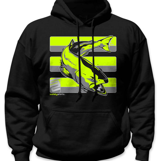 Salmon Hi-Vis Safety Stripe Hoodie - Neon Yellow/Black