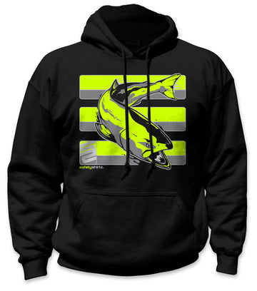 Salmon Hi-Vis Safety Stripe Hoodie - Neon Yellow/Black