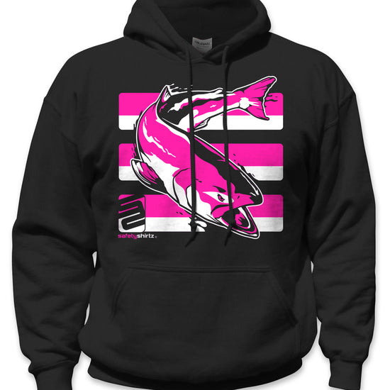 Salmon Hi-Vis Safety Stripe Hoodie - Neon Pink/Black