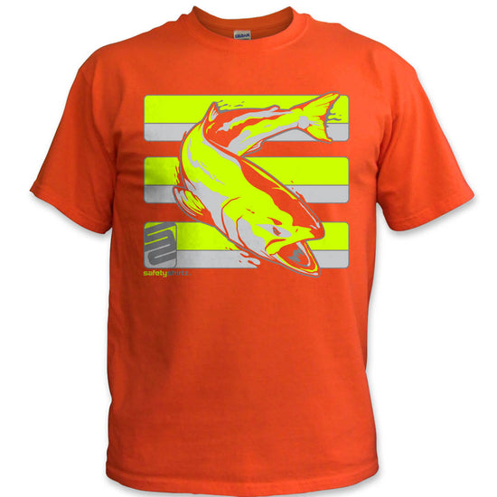 Salmon Hi-Vis Safety Stripe Shirt - Neon Yellow/Gray/Orange