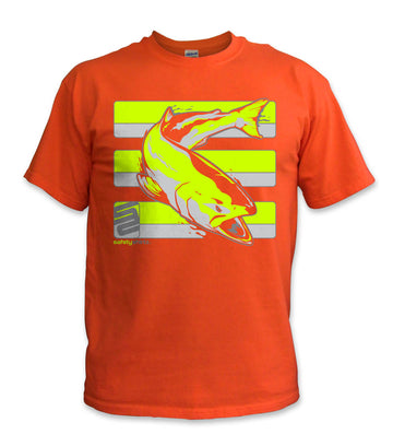 Salmon Hi-Vis Safety Stripe Shirt - Neon Yellow/Gray/Orange