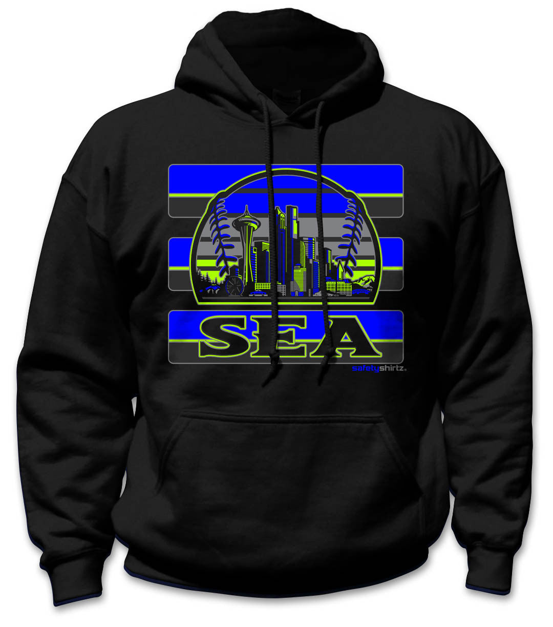 Seattle Rise Safety Hoodie - Blue/Neon Yellow/Reflective/Black