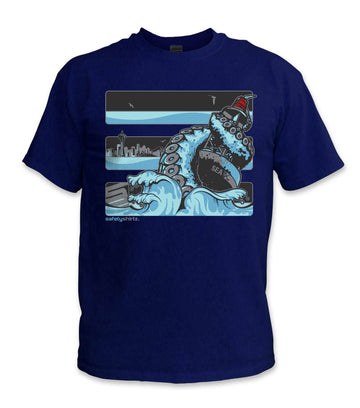 YOUTH Seattle Ice Hi-Vis Safety Stripe Tee - Sea Blue/Black Reflective/Navy Blue