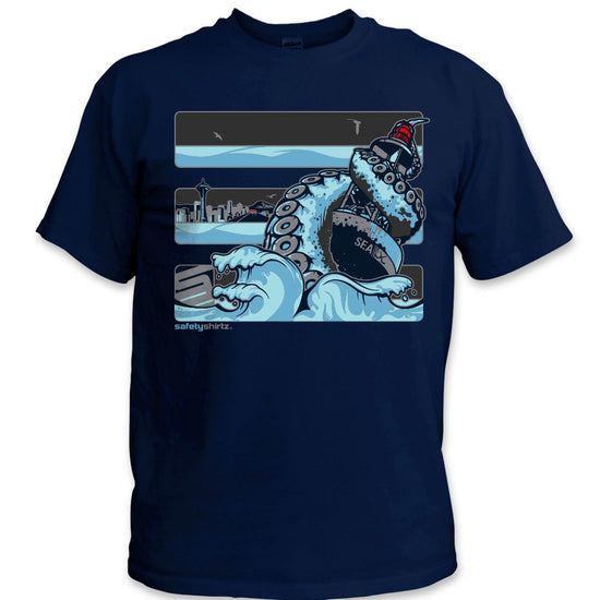 Seattle Ice Safety Stripe Shirt - Sea Blue/Reflective/Navy Blue