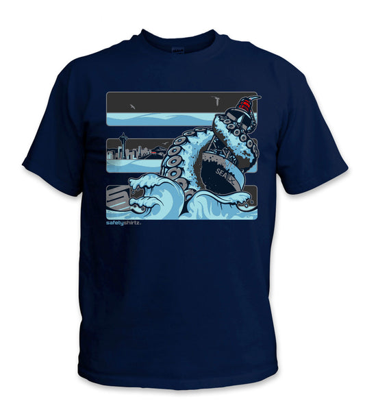 Seattle Ice Safety Stripe Shirt - Sea Blue/Reflective/Navy Blue