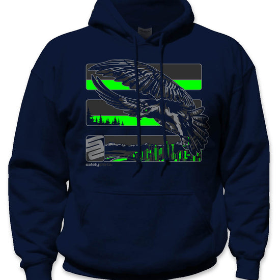 Seattle Reborn Stealth Hi-Vis Safety Stripe Hoodie - Neon Green/Reflective/Navy Blue