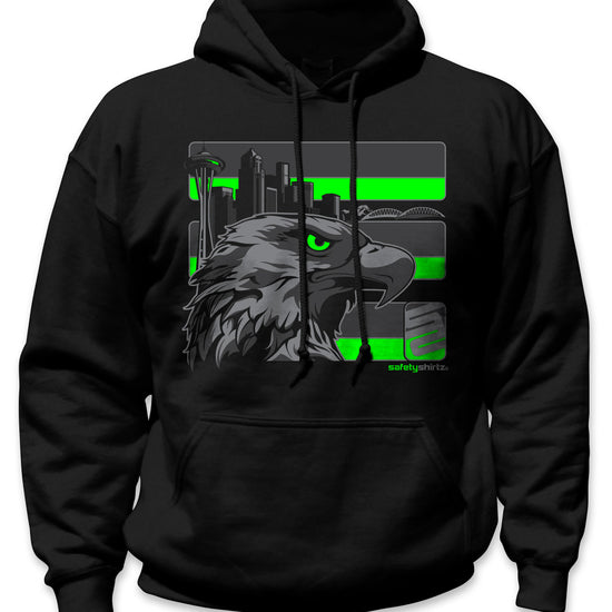 Seattle Stealth Hi-Vis Safety Stripe Hoodie - Neon Green/Reflective/Black