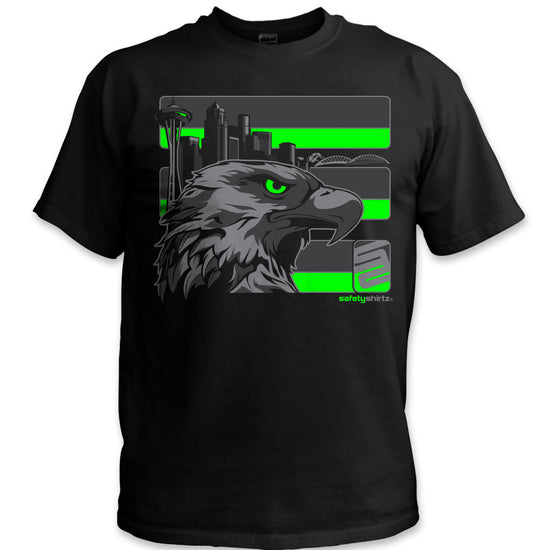 Seattle Stealth Hi-Vis Safety Stripe Tee - Neon Green/Reflective/Black